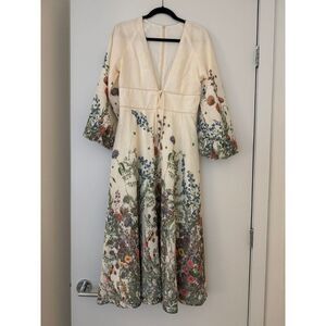 NWT Anewsta Floral Print Long Sleeve Midi Dress Size S
